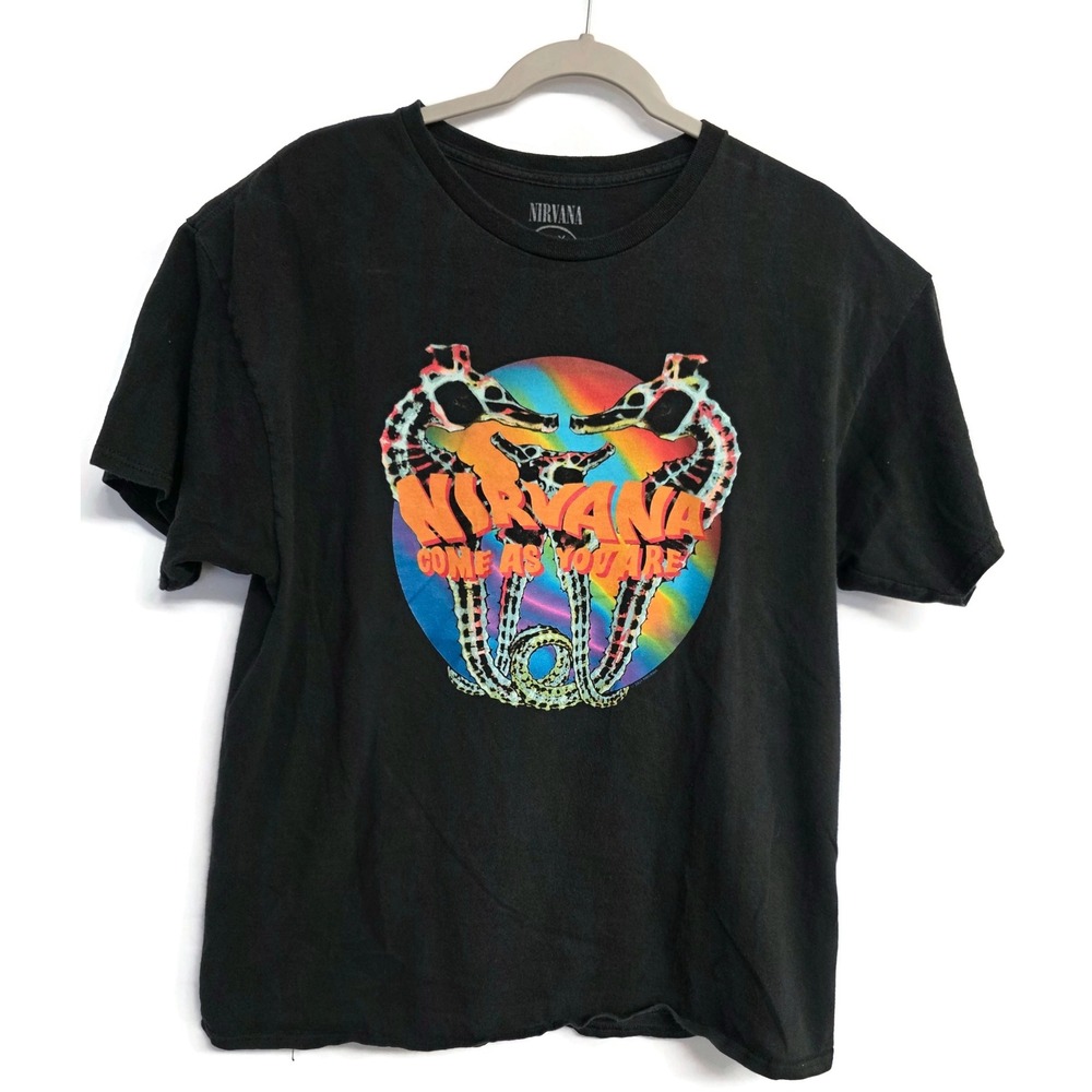 Nirvana Come As You Are Seahorse Graphic T-Shirt Black XL Mens Cotton Tee
